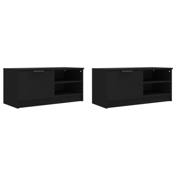 vidaXL Tv-bänk 2 st svart 80x35x36,5 cm konstruerat trä