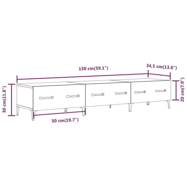vidaXL TV-benk svart 150x34,5x30 cm konstruert tre