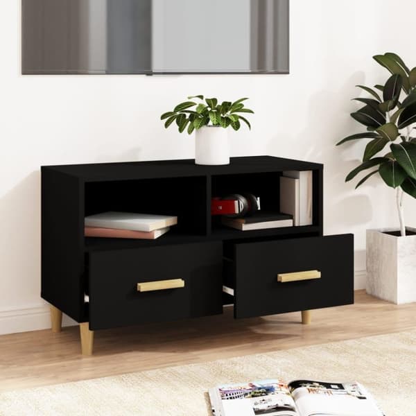 vidaXL TV-benk svart 80x36x50 cm konstruert tre