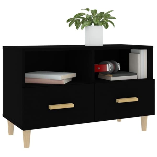 vidaXL TV-benk svart 80x36x50 cm konstruert tre