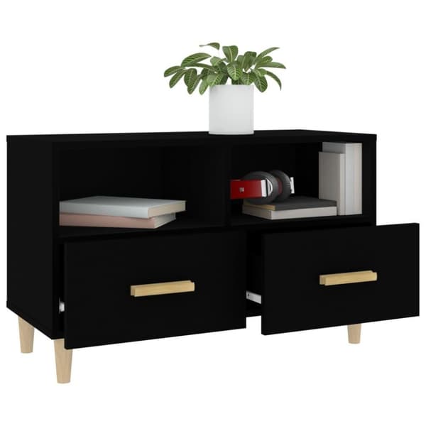 vidaXL TV-benk svart 80x36x50 cm konstruert tre