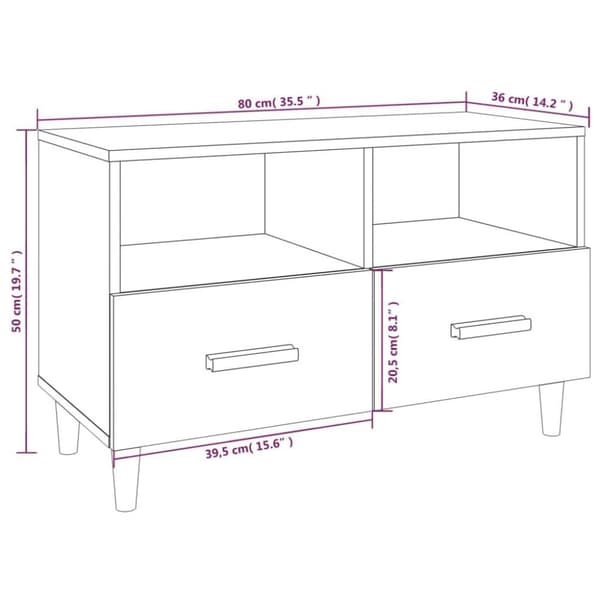 vidaXL TV-benk svart 80x36x50 cm konstruert tre