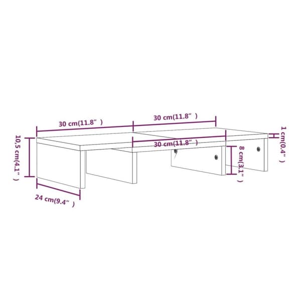 vidaXL Monitorstativ grå 60x24x10,5 cm heltre furu