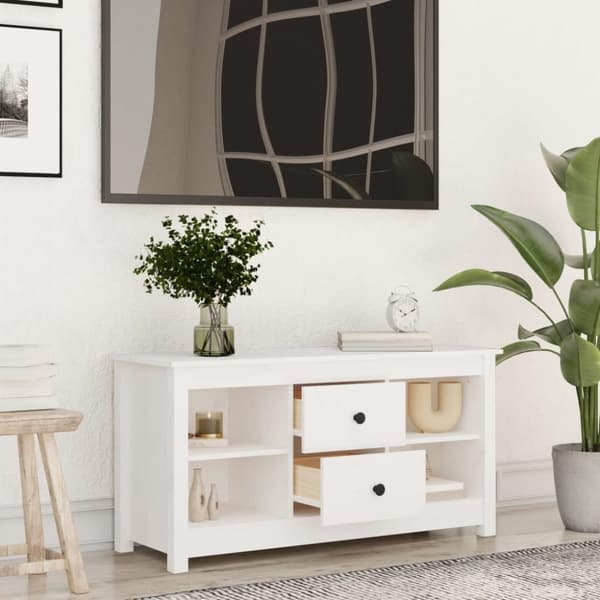 vidaXL TV-benk hvit 103x36,5x52 cm heltre furu