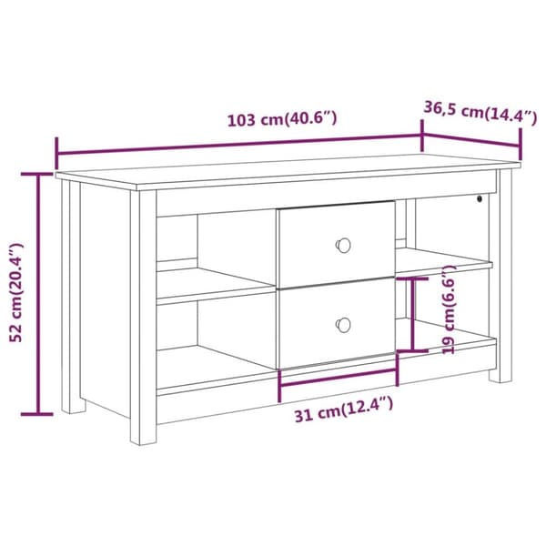 vidaXL TV-benk hvit 103x36,5x52 cm heltre furu