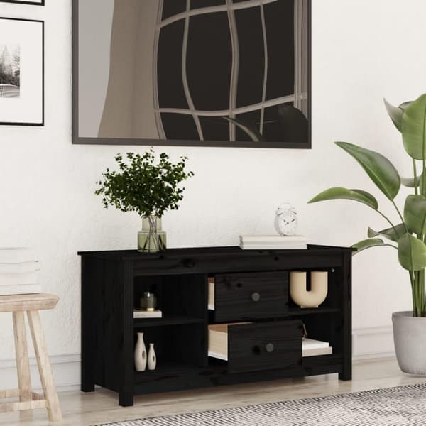 vidaXL TV-benk svart 103x36,5x52 cm heltre furu