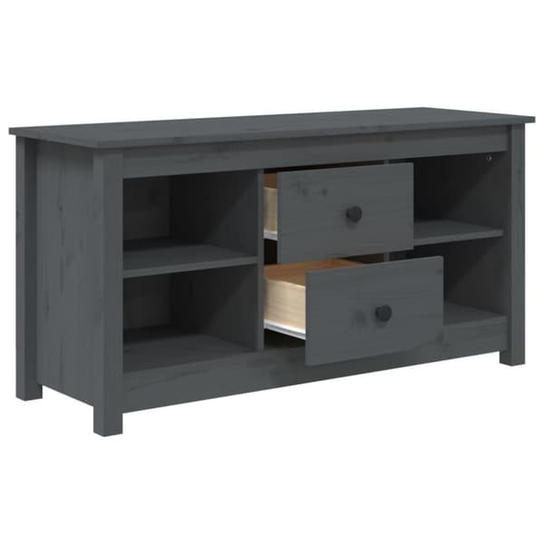 vidaXL Tv-bänk grå 103x36,5x52 cm massiv furu