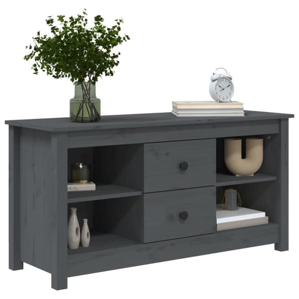vidaXL Tv-bänk grå 103x36,5x52 cm massiv furu