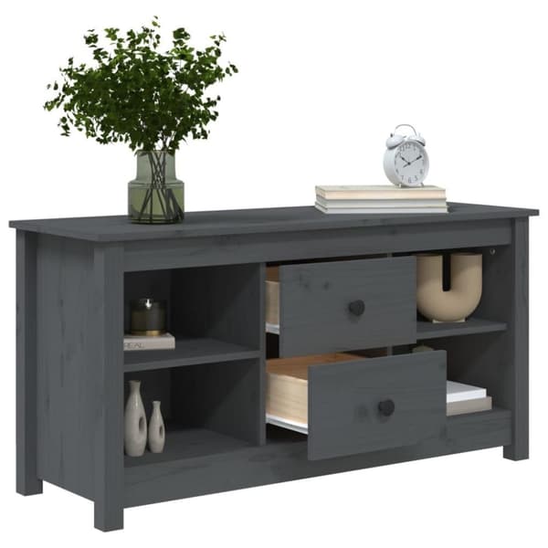 vidaXL Tv-bänk grå 103x36,5x52 cm massiv furu