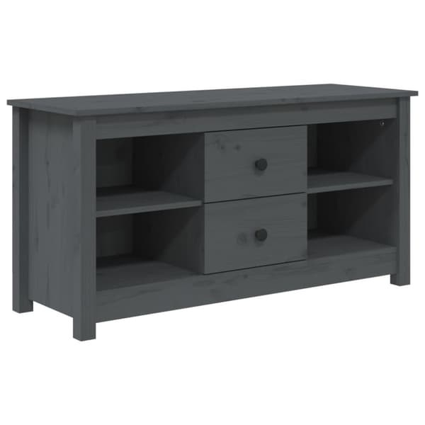 vidaXL Tv-bänk grå 103x36,5x52 cm massiv furu