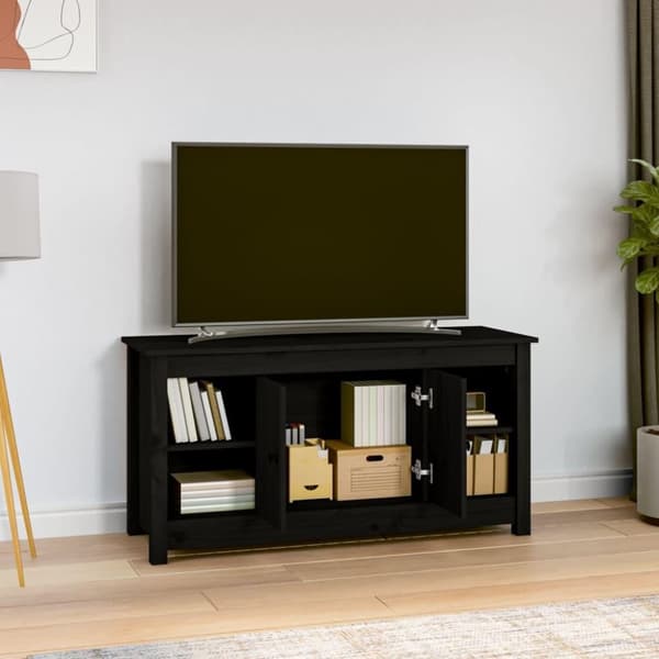 vidaXL TV-benk svart 103x36,5x52 cm heltre furu