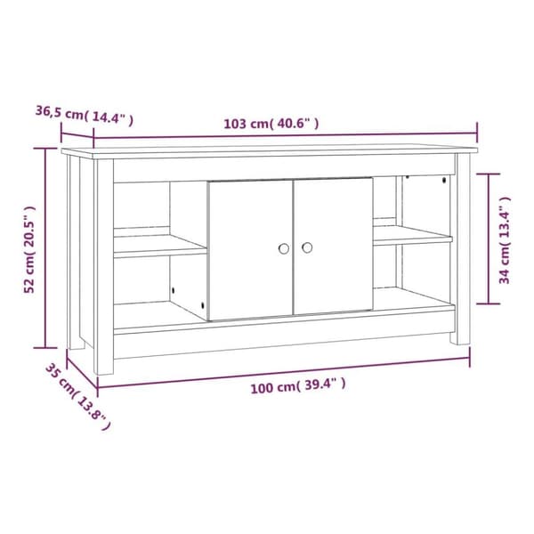 vidaXL TV-benk svart 103x36,5x52 cm heltre furu