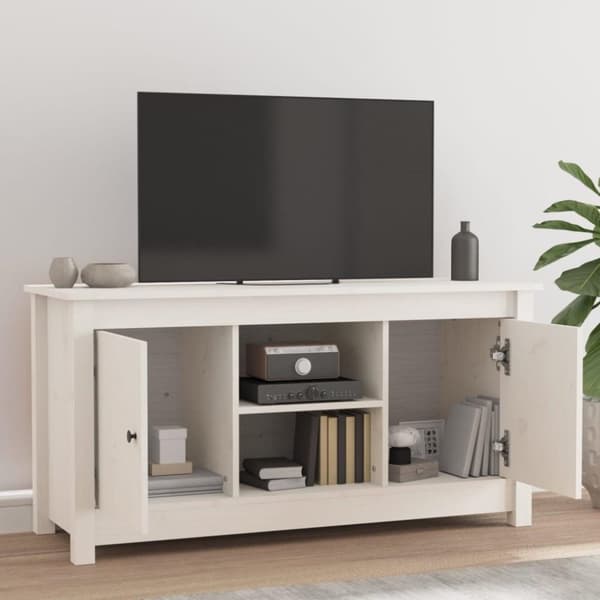 vidaXL TV-benk hvit 103x36,5x52 cm heltre furu