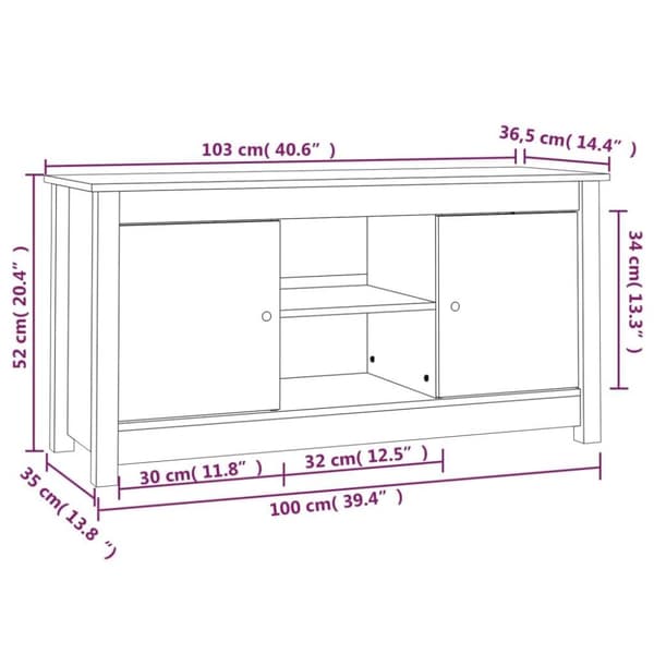 vidaXL TV-benk hvit 103x36,5x52 cm heltre furu