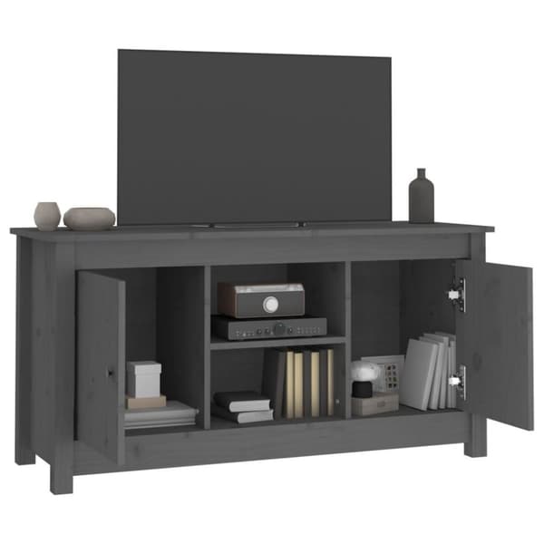 vidaXL Tv-bänk grå 103x36,5x52 cm massiv furu