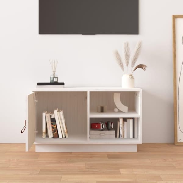 vidaXL Tv-bänk vit 70x34x40 cm massiv furu