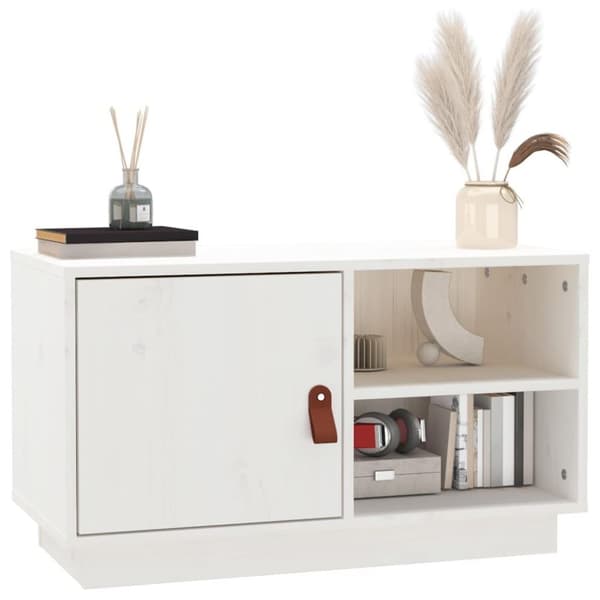 vidaXL Tv-bänk vit 70x34x40 cm massiv furu