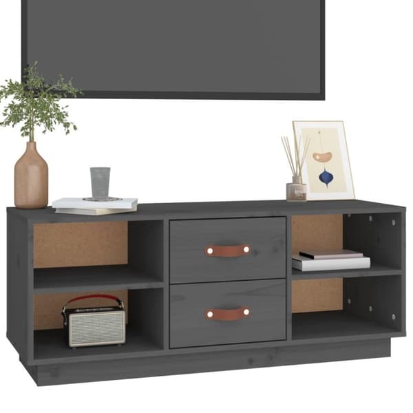 vidaXL TV-benk grå 100x34x40 cm heltre furu