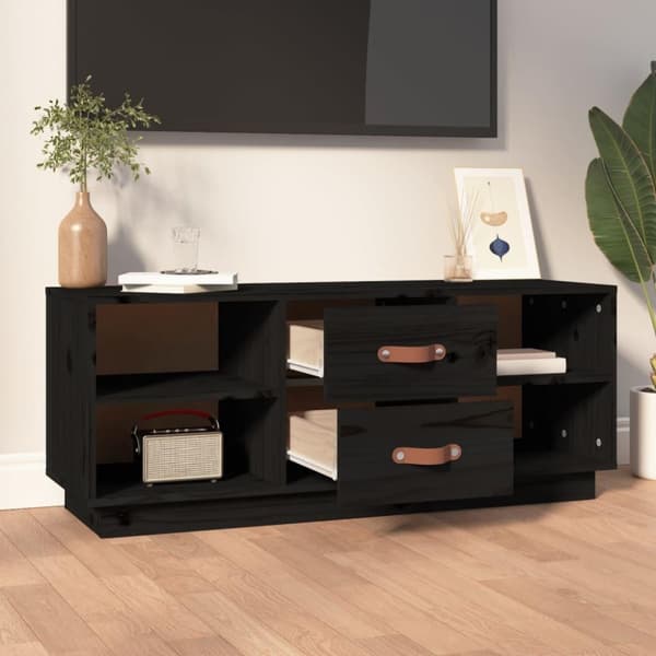 vidaXL TV-benk svart 100x34x40 cm heltre furu