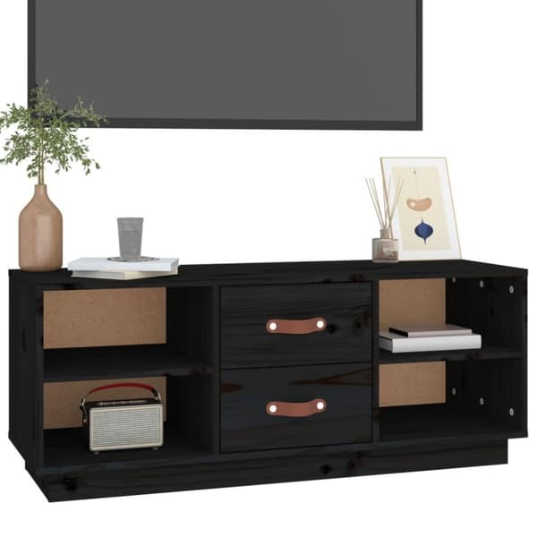 vidaXL TV-benk svart 100x34x40 cm heltre furu