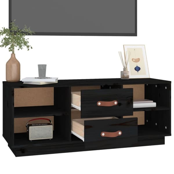 vidaXL TV-benk svart 100x34x40 cm heltre furu