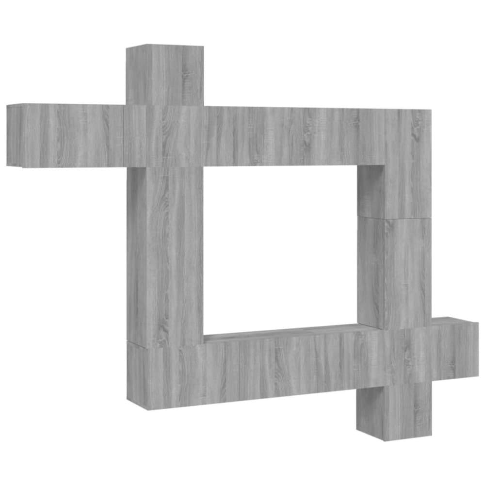 vidaXL Tv-skåp 9 delar grå sonoma konstruerat trä