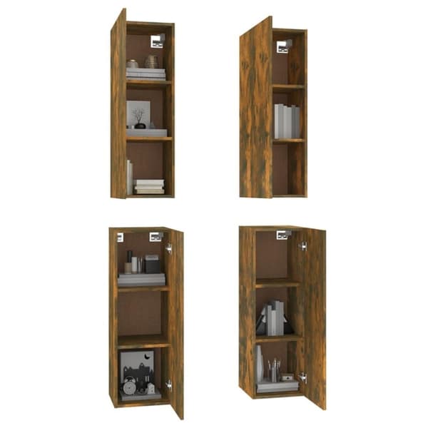 vidaXL TV-benker 4 stk røkt eik 30,5x30x90 cm konstruert tre