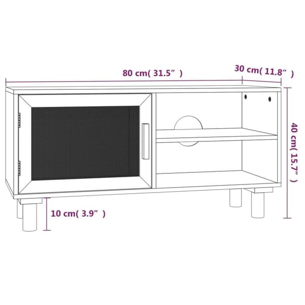vidaXL TV-benk brun 80x30x40 cm heltre furu og naturrotting