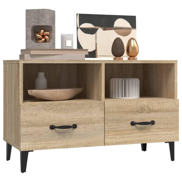 vidaXL TV-benk sonoma eik 80x36x50 cm konstruert tre