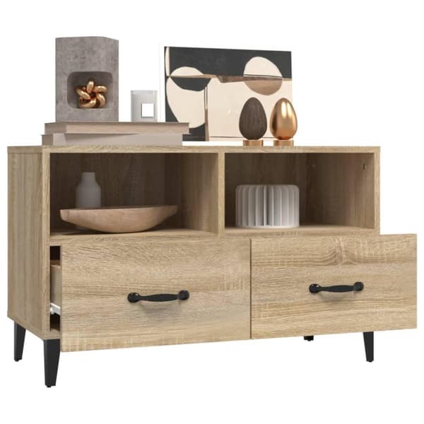 vidaXL TV-benk sonoma eik 80x36x50 cm konstruert tre