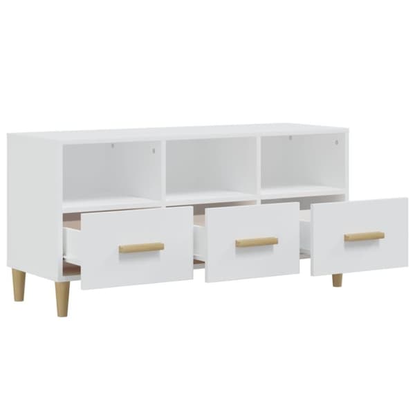 vidaXL Tv-bänk vit högglans 102x36x50 cm konstruerat trä