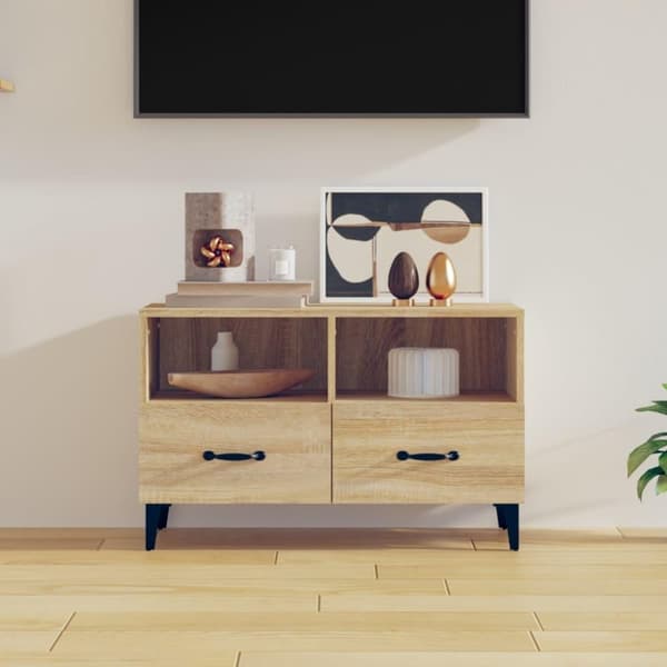 vidaXL tv-bord 80x36x50 cm konstrueret træ sonoma-eg