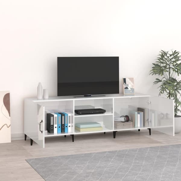 vidaXL Tv-bänk vit högglans 150x30x50 cm konstruerat trä