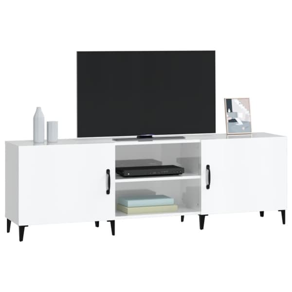 vidaXL Tv-bänk vit högglans 150x30x50 cm konstruerat trä