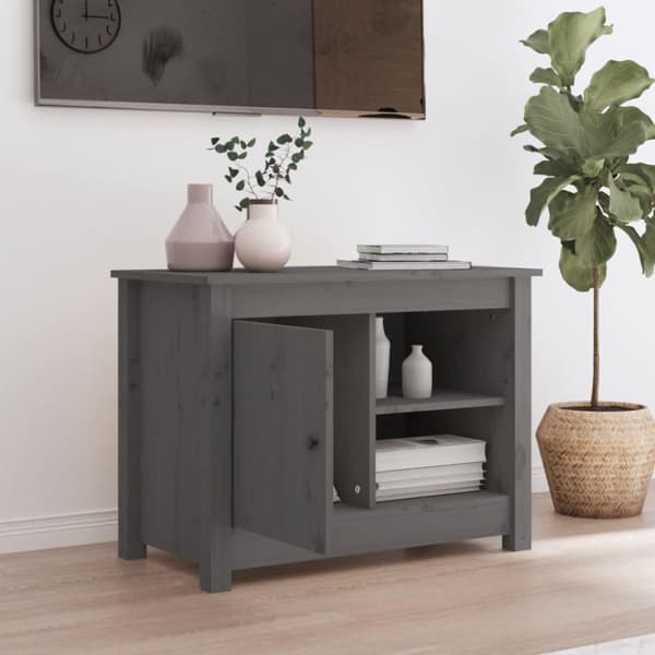 vidaXL tv-bord 70x36,5x52 cm massivt fyrretræ grå
