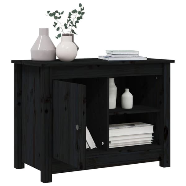 vidaXL tv-bord 70x36,5x52 cm massivt fyrretræ sort