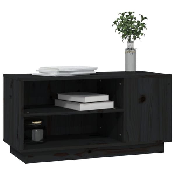 vidaXL tv-bord 80x35x40,5 cm massivt fyrretræ sort