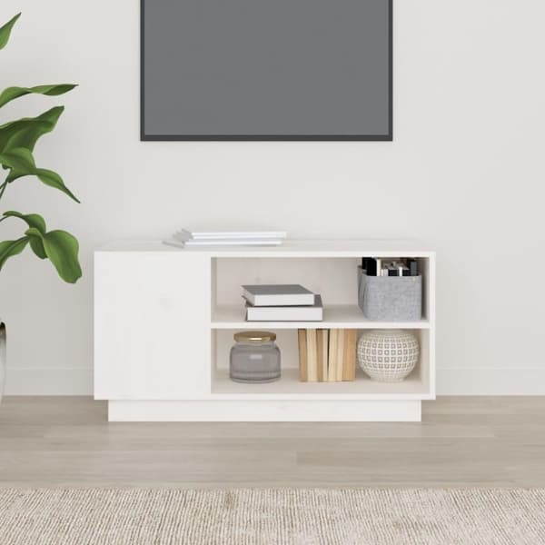 vidaXL TV-benk hvit 80x35x40,5 cm heltre furu