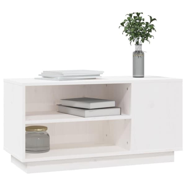 vidaXL TV-benk hvit 80x35x40,5 cm heltre furu