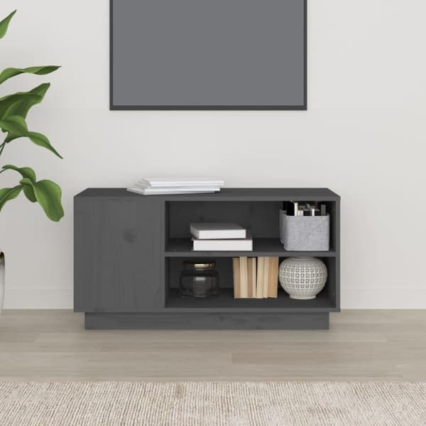 vidaXL TV-benk grå 80x35x40,5 cm heltre furu