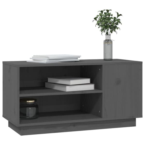 vidaXL TV-benk grå 80x35x40,5 cm heltre furu