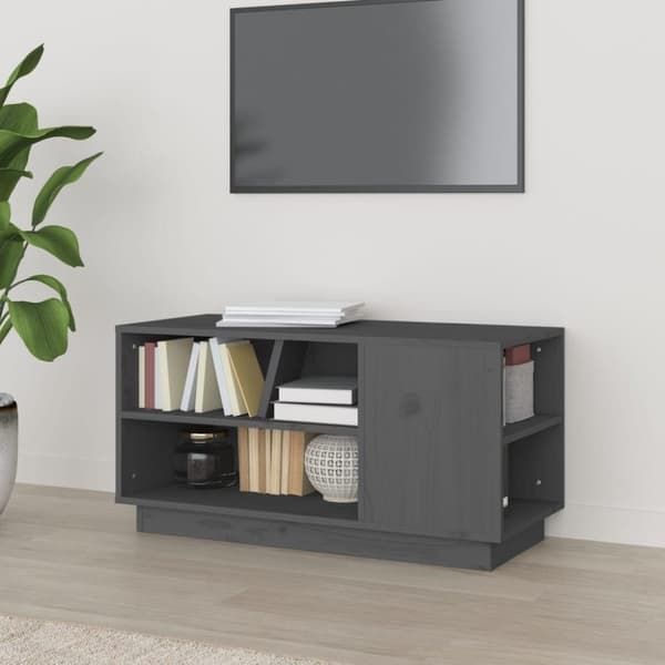 vidaXL TV-benk grå 80x35x40,5 cm heltre furu
