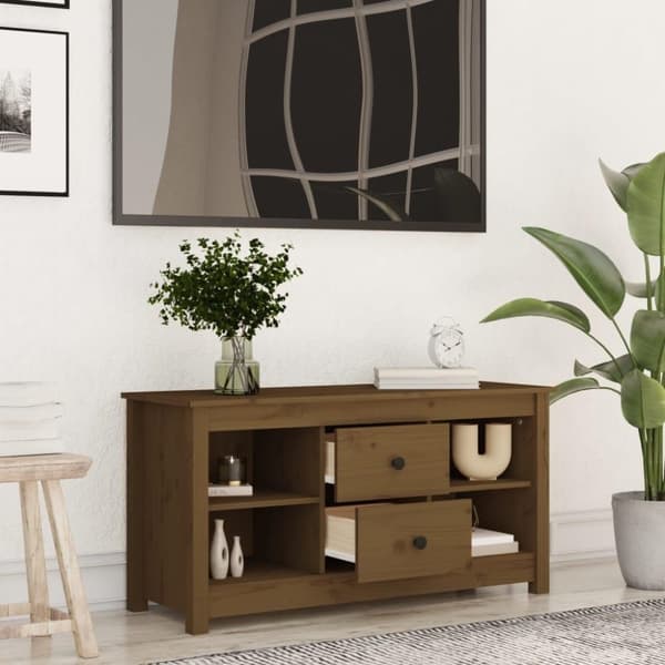 vidaXL Tv-bänk honungsbrun 103x36,5x52 cm massiv furu