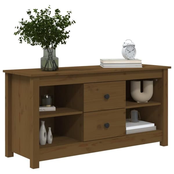 vidaXL Tv-bänk honungsbrun 103x36,5x52 cm massiv furu