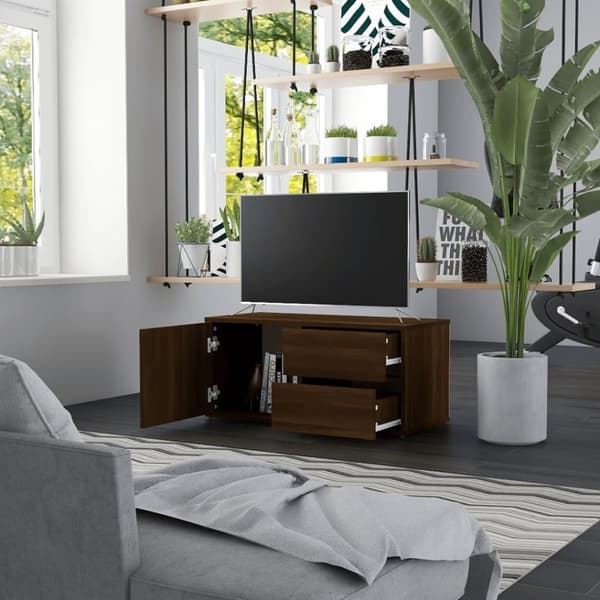 vidaXL TV-benk brun eik 80x34x36 cm konstruert tre