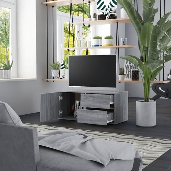 vidaXL tv-bord 80x34x36 cm konstrueret træ grå sonoma-eg