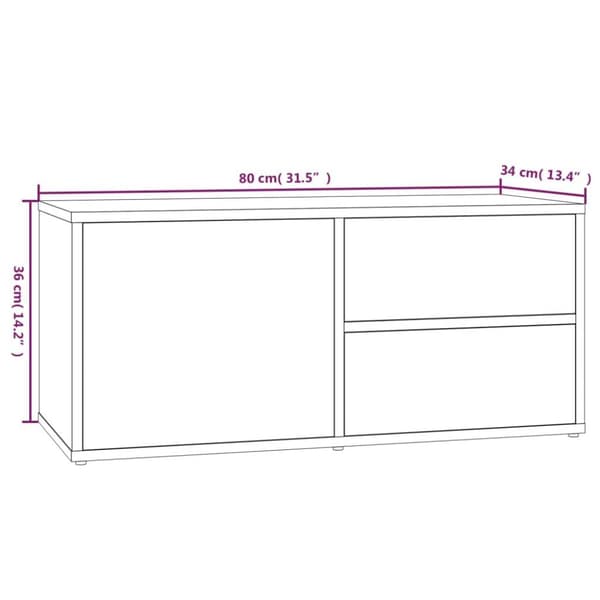 vidaXL tv-bord 80x34x36 cm konstrueret træ røget egetræsfarve