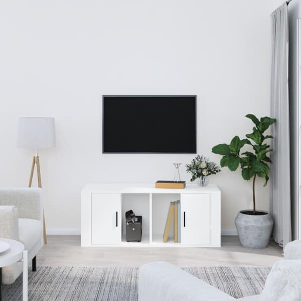 vidaXL TV-benk hvit 100x35x40 cm konstruert tre