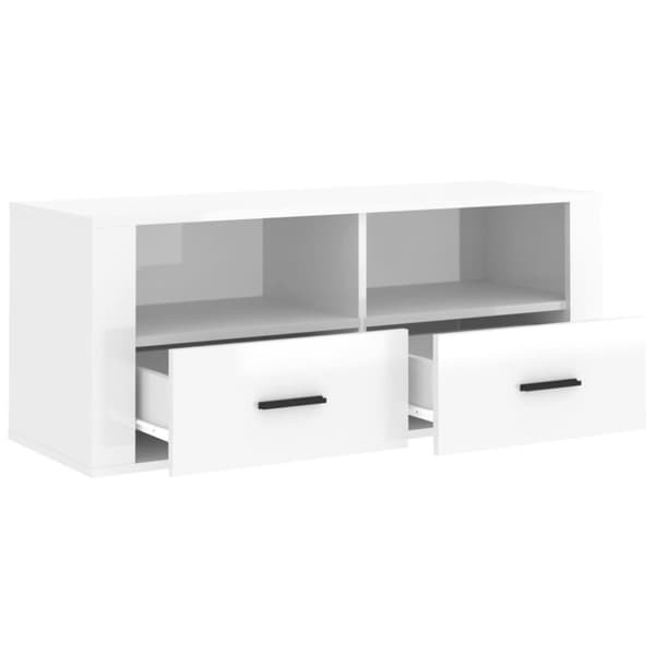 vidaXL TV-skåp vit högglans 100x35x40 cm konstruerat trä