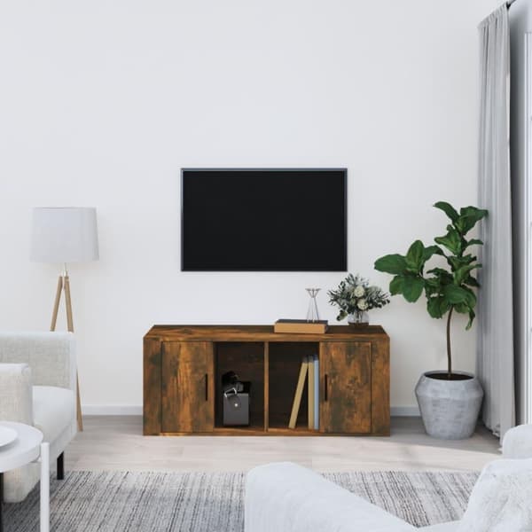 vidaXL tv-bord 100x35x40 cm konstrueret træ røget egetræsfarve